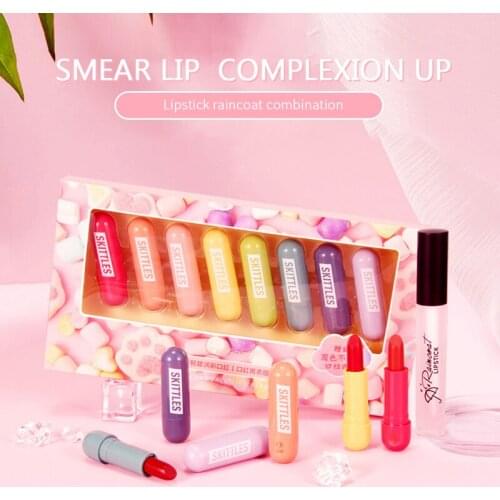9PCS Lipstick Gift Box Set Matte Lipstick Raincoat Waterproof Moisturizer Nutritious Easy To Wear Long Lasting TSLM2