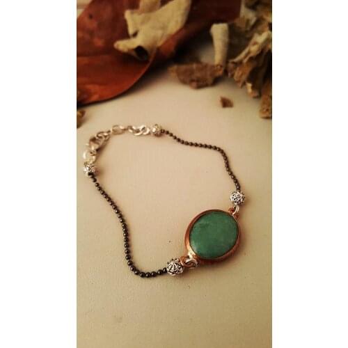 Dr Stone Natural Stone Women Aventurine Vintage Bronze Bracelet Z121AR356