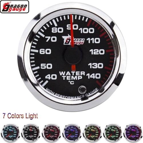 Dragon 2" 52mm Stepper Motor Auto 7 Colors LED Light Car Water Temp Gauge Temperature Celsius Meter Free Shipping