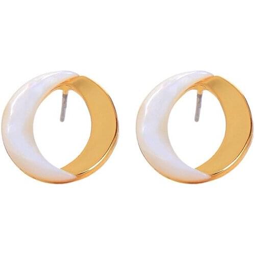 Enamel Gold Ring Chunk Round Ring Drops Earrings