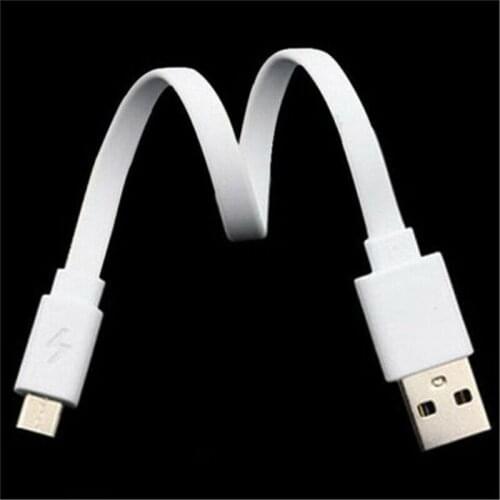 Hot sale 2pcs 20CM Short Micro USB Charger Cable Cords Portable Power Bank Flat cable for Android phone only charge