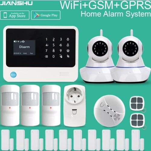 GPS WIFI GPRS SMS alarm system mobile APP control Wifi IP cameras wireless smart socket PIR detector sensor alarm sensor