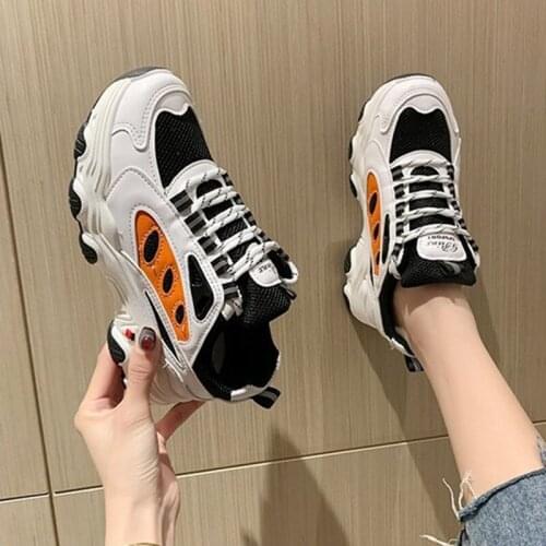 Sneakers Womens 2021 Air Cushion Athletic Running Shoes Walking Breathable Sport Lace Up Outdoor Hight Platform Casual Shoes