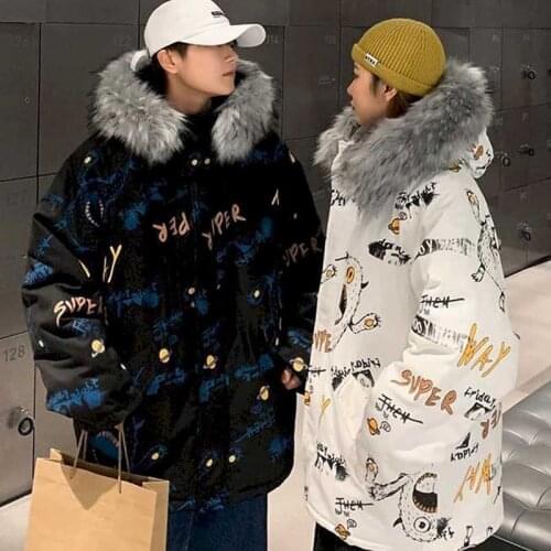 Cotton jacket women oversize loose winter Korean couple cotton jacket jacket ins tide 2020 new fur collar cotton jacket fashion