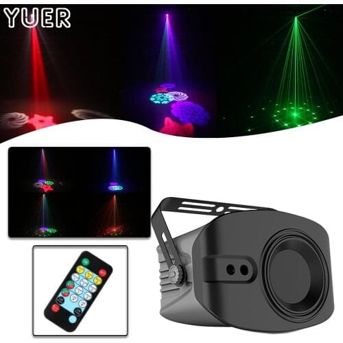 48 Patterns RGBW 4 LEDs Stage Lights Voice Control Music DJ Disco Light Bar Club Party Show Laser Projector Lights Effect Lamp