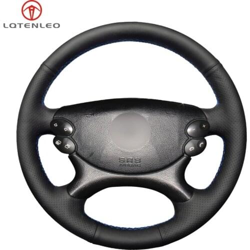 LQTENLEO Black Artificial Leather Car Steering Wheel Cover For Mercedes Benz E-Class W211 E230 E280 E350 CLS-Class CLS350 CLS500
