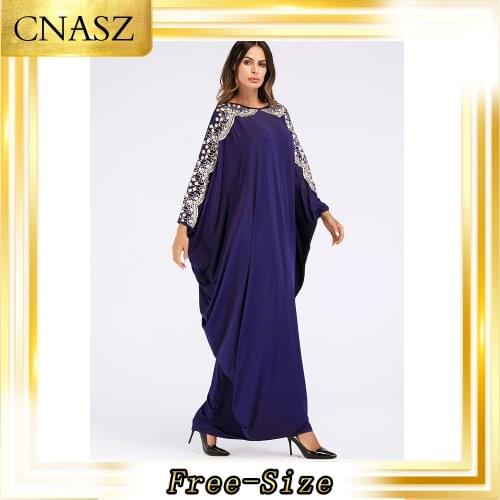 Muslim Dress Hui Dubai Bat Sleeve Robes Large Size Womens Dress