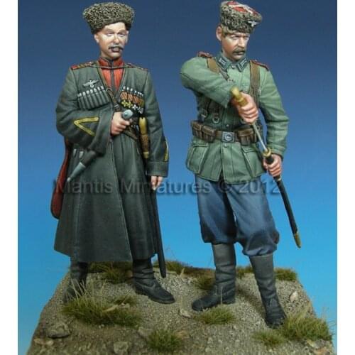 1:35 Scale German Cossack Cavalry 2 People Miniatures World War II Unpainted Resin Model Kit Figure Free Shipping