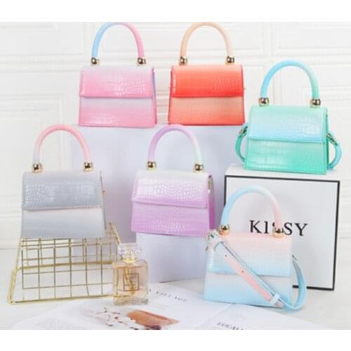 2021 new mini gradient color crocodile pattern bag personalized mini childrens one-shoulder diagonal small bag coin purse