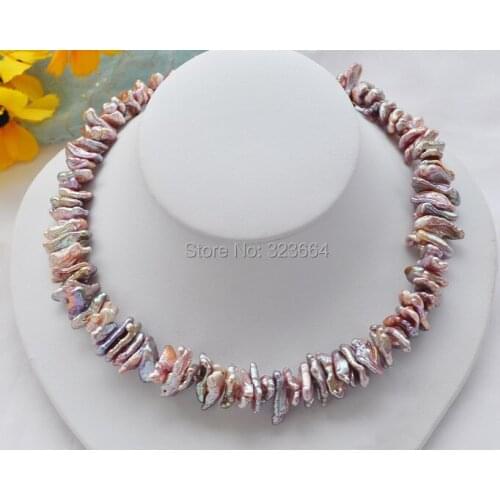 New Style 17" DENS LAVNDER BIWA FRESHWATER PEARL NECKLACE
