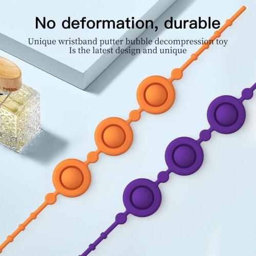Relive Stress Fidget Toys Push It Bubble bracelet lady woman Soft Silicone wristband reduce stress Toys for Christmas gift 2021