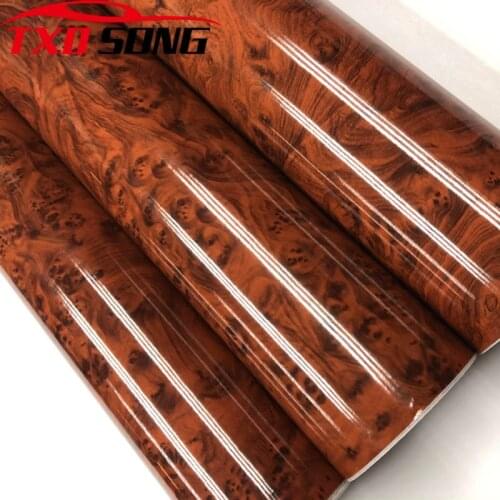 50cmx200/300cm Glossy PVC Furniture Wood Grain Car Wrap Car Film Internal Stickers Waterproof Wood Vinyl Sticker