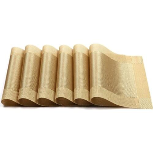 ABLA Placemat, Crossweave Woven Non-Slip Insulation Placemat Washable Table Mats Gold