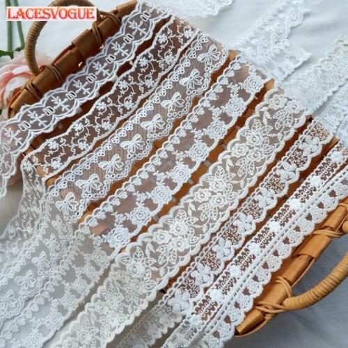 19yards 3-5cm Mesh cotton embroidery Lace trims Handmade DIY Garment needlework sewing accessories Clothing edge material 329