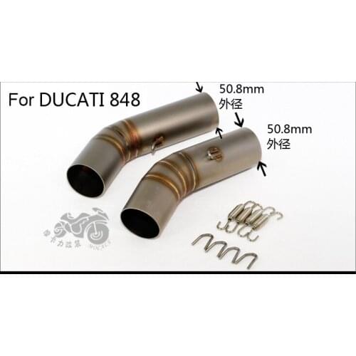 Motorcycle Exhaust middle pipe stainless steel Muffler link pipe section adapter pipe for DUCATI 848 1098 1198 Slip-On