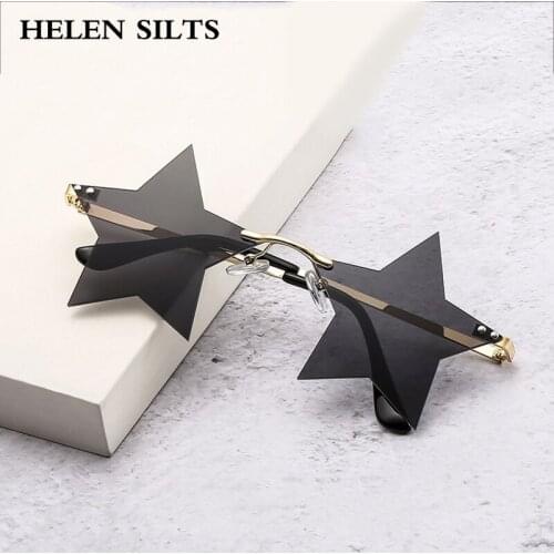 Fashion Rimless Sunglasses Women Brand Designer Steampunk Metal Frameless Eyewear Men Vintage Shades Unique Glasses UV400 H90