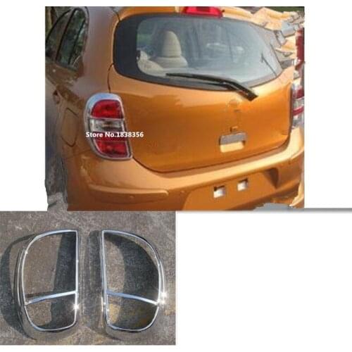 High quailty Chrome Trim Tail Light ABS Rear Back Frame Car Lamp Cover For Nissan March 2011 2012 2013 2014 2015 2016 2017 2pcs