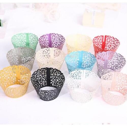 Ynaayu 20pcs/lot Laser Vine Cupcake Wrap Hollow Cake Cup Wrappers Cake Decorate For Wedding Birthday Party Supply