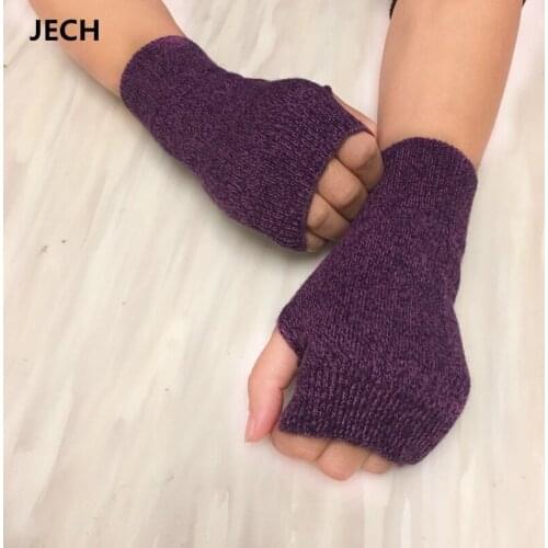 JECH Winter Warm Cashmere Gloves Knitted Solid Mittens Men Women Wool Leak Finger Play Mobile Artifact Touch Screen Gloves
