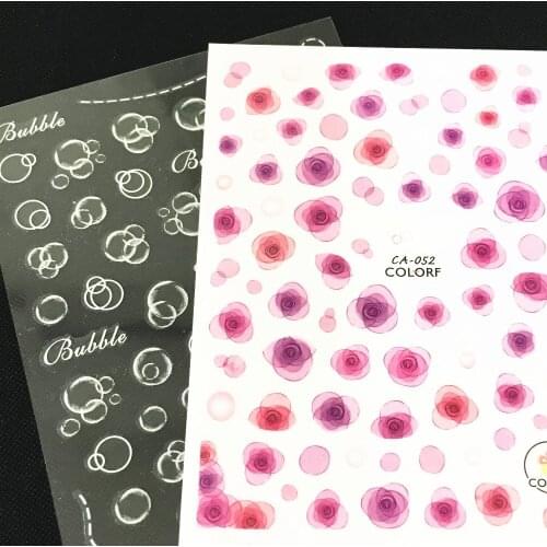 Newest CA-52 PINK Bubble design 3d nail sticker self-adhesive nail decals Japan korea type DIY nail decorations tools