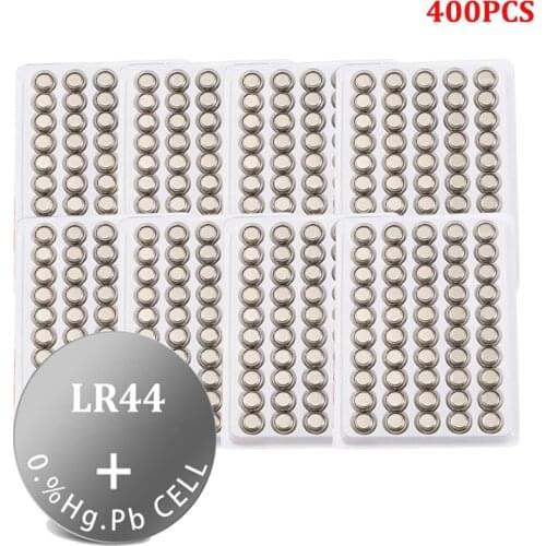 400PCS LR44 LR 44 A76 AG13 1.5V Button Cell G13A LR44 LR1154 SR1154 357A SR44 SR44SW SR44W GP76 Toy Watch Clock Alkaline Battery