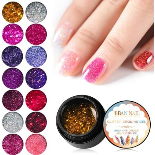 5ml Glitter Nail Gel Nail Polish Shiny Pearl Rainbow Color Soak Off UV LED Art Lacquer For Nail Laser Nails Gel Manicure Vernis