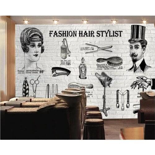Beibehang Custom wallpaper 3d photo murals Europe and the old brick wall barber shop beauty shop background wall paper 3d mural