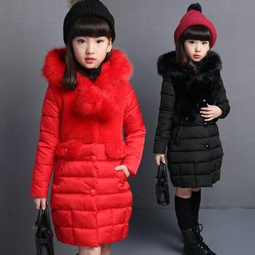 Childrens clothing girls winter girls thick cotton padded jacket childrens medium and long style large kids cotton jacket