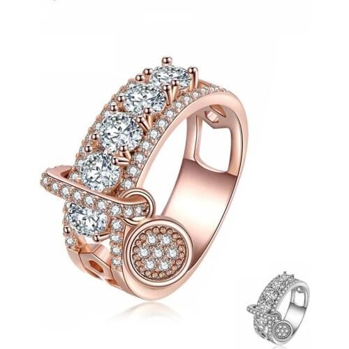 Jingyang Fashion Engagement Ring for Women Jewelry Rose Gold Friendship Classical Party Rings Christmas Wedding Jewellery Gifts
