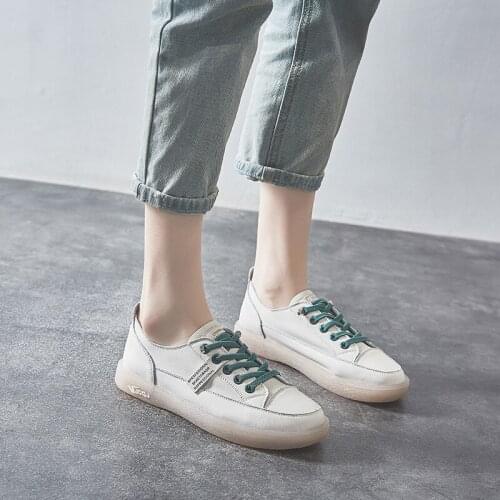 Fashion Shoes Womens Vulcanize Shoes Spring Summer New Casual Classic Genuine Leather Shoes Women Casual White Shoes Sneakers