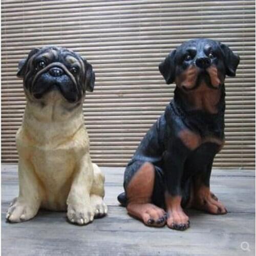 Pug and Rottweiler, artificial dog statue, home desk decoration crafts, home garden decoration ornaments