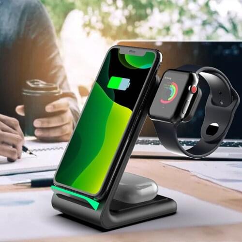 2021 new 3 in 1 bracket 15W suitable for iphone12 fast wireless charger Max XR Samsung Airpods iWatch 6 wireless charging stand