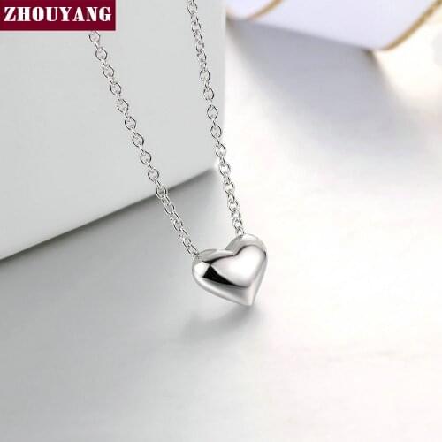 Small Heart Simple OL Style Smooth Silver Color Pendant Necklace Jewelry Party Wedding Gift Top Quality ZYN100