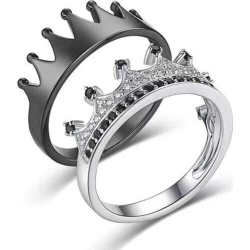 Luxury Fancy Crown Women Wedding Ring Set Best Anniversary Girl Gift Elegant Female Dance Party Trendy Jewelry Rings Wholesale