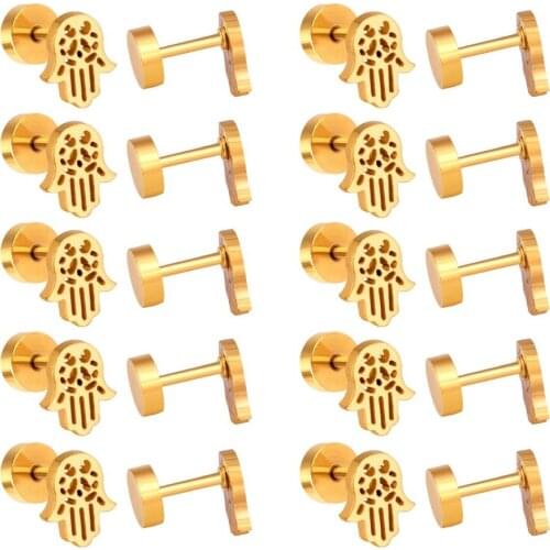 LUXUKISSKIDS 12Pairs/lot Wholesale 316L Stainless Steel Screw Earrings Anti-Allergy Stud Earings About 6mm Earrings