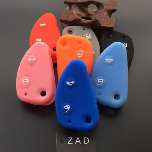 ZAD Silicone Rubber Key FOB Cover Case Protector shell for Alfa Romeo 147 156 166 GT JTD TS flip folding 3 buttons remote key