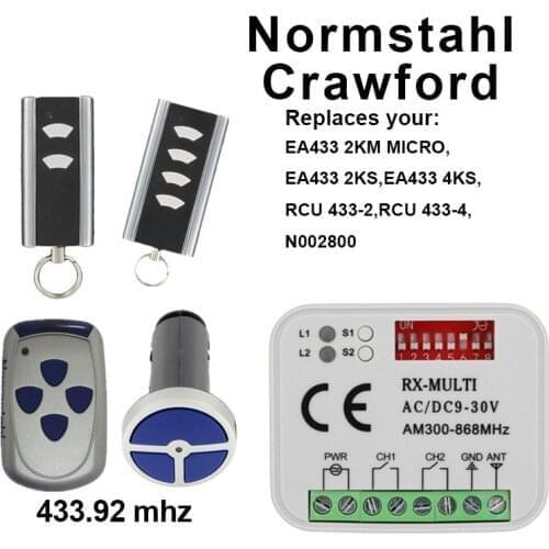 Crawford remote EA433 2KS,EA433 4KS replacement garage door remote control receiver opener Crawford remote control electric gate