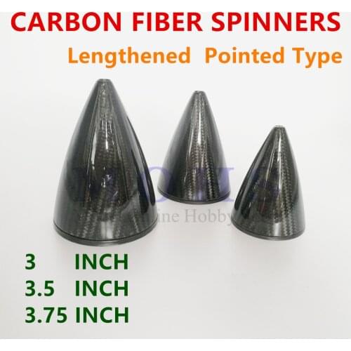Lengthened type full carbon fiber 3 3.5 3.75 inch pointed shape spinners RC gasoline electric airplane aircraft SBACH spinners