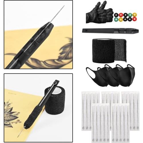 Tattoo Kit 25Pcs Cartridges Needles 1 pair M Tattoo Gloves for Beginners
