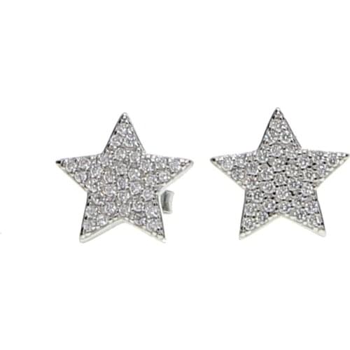 Hot Selling 100% 925 Sterling Silver Cute Dazzling Star Stud Earrings For Women Girl Authentic Original silver Jewelry Gift