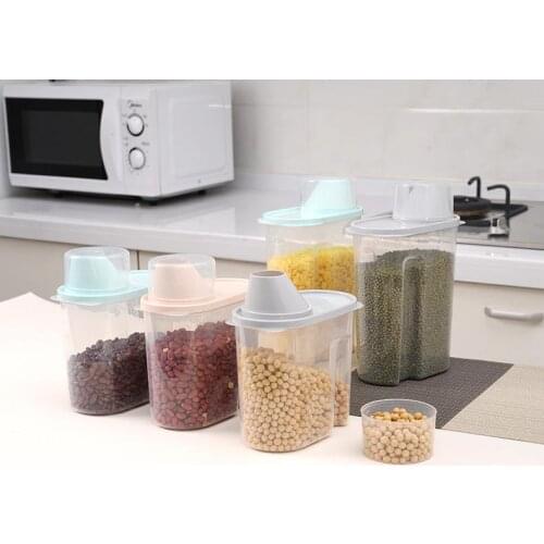 1/4pcs Set 1.9L/2.5L Kitchen Sealed Cans Food Storage Container Lids Box Tank Grains Refrigerator Clear Kitchen Bottle Cereal