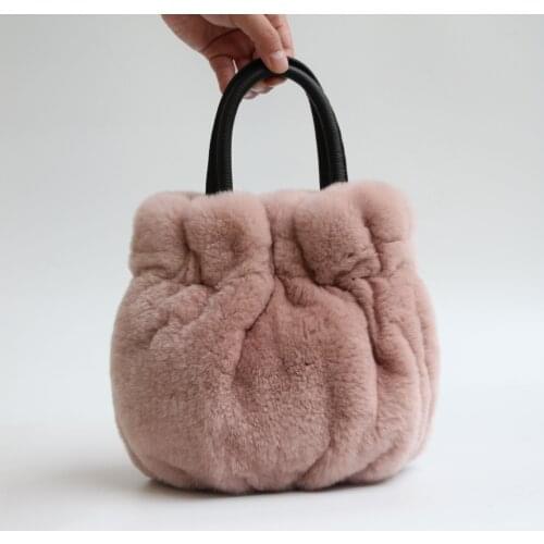 2020 Luxury Designer Women Handbags Faux Mink Fur Plush Ladies Shoulder Bucket Bags Female Crossbody Bag Clutch Purse