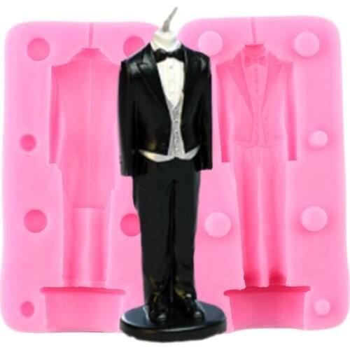 3D Craft Bridegroom Silicone Mold Cupcake Topper Fondant Molds Wedding Cake Decorating Tools Chocolate Gumpaste Moulds