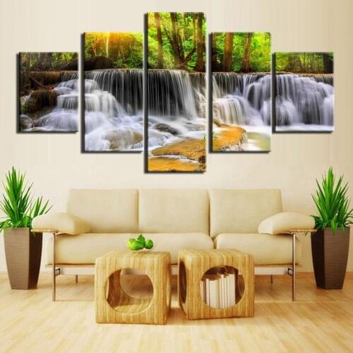 5 Pieces Abstract Green Tree and Fall Canvas Painting Modern Wall Picture For Living Room Good Quality Poster Prints