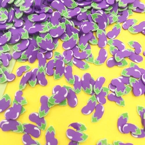50g Polymer Hot Clay Sprinkles for Crafts Cute Eggplant Slices DIY For Nail Arts Decoration Slime Material Accessories