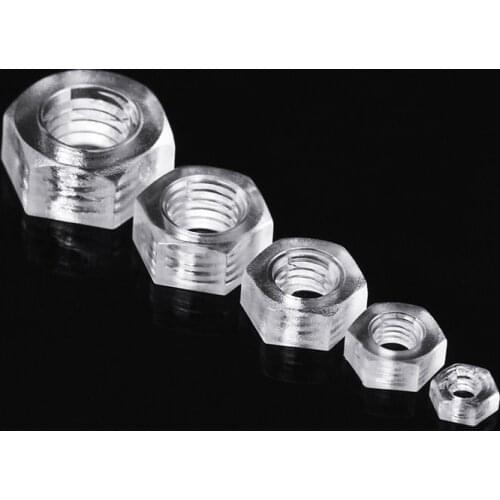 50Pcs Transparent Acrylic Nuts Hex Plastic Nut Washer Hexagonal Lock Nuts M2 M3 M4 M5 M6 New