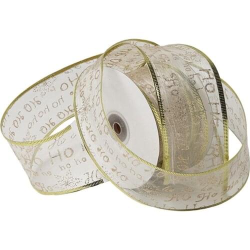 50 Yards/roll Glitter Sheer Wired Christmas Snowflake Ribbon for Wedding Party New 2020