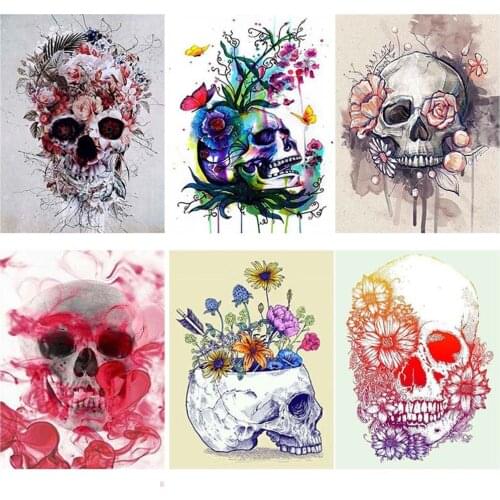 5D DIY Diamond Painting Skull Flower Rhinestone Mosaic Cross Stitch Exquisite Home Decoration Painting Can Be Customized