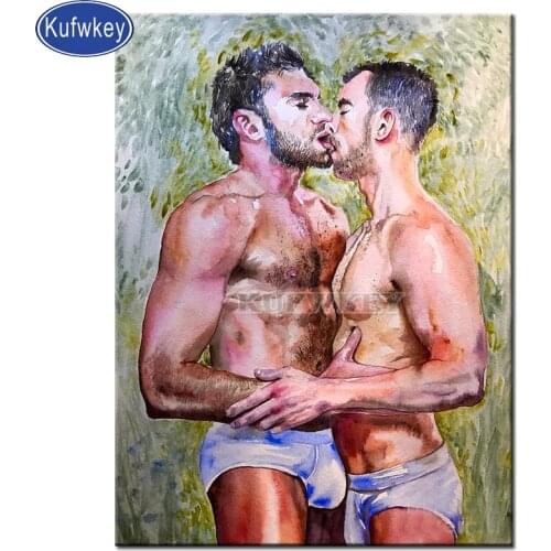 Men kiss 5d diy diamond painting full square/round resin diamond embroidery Cross-Stitch gay love art mosaic sweetheart gift