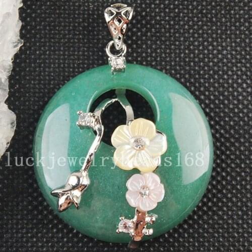 Free Shipping Women Fashion Jewelry Aventurine Round Shell Flower Pendant bead C3500